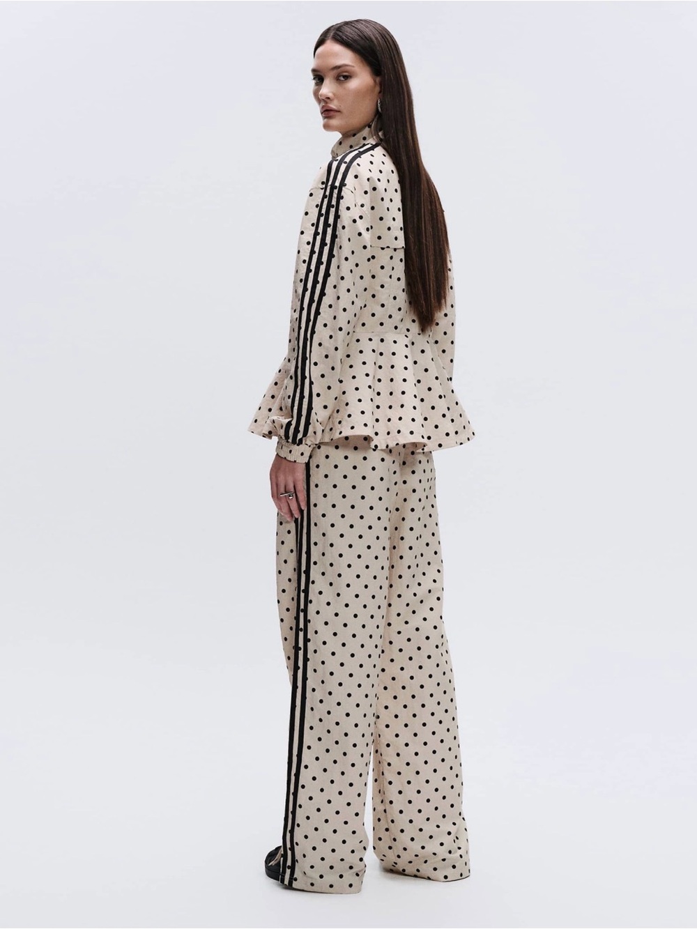 NWT adidas Originals x ASOS Polka dot peplum track jacket size LARGE color Stone - Picture 5 of 6